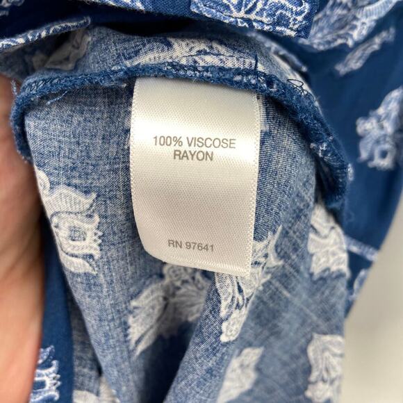 J. Jill Tunic Blouse Women's Size M Blue Floral Mixed Print Bohemian - Picture 9 of 14